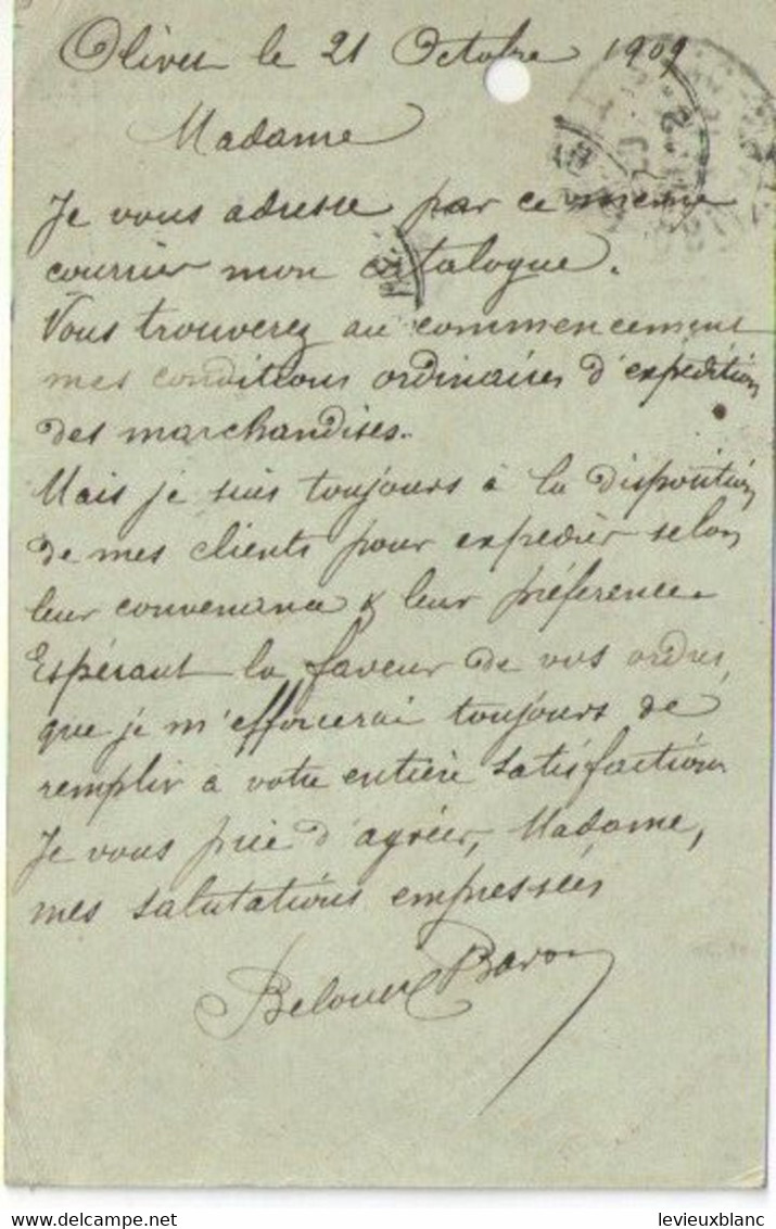 Fabrication De Peignes En Ivoire/ Madame  LECOEUR/Ivry La Bataille/Offre /BELOUET-BARON/ /Olivet/1909    FACT481 - Profumeria & Drogheria