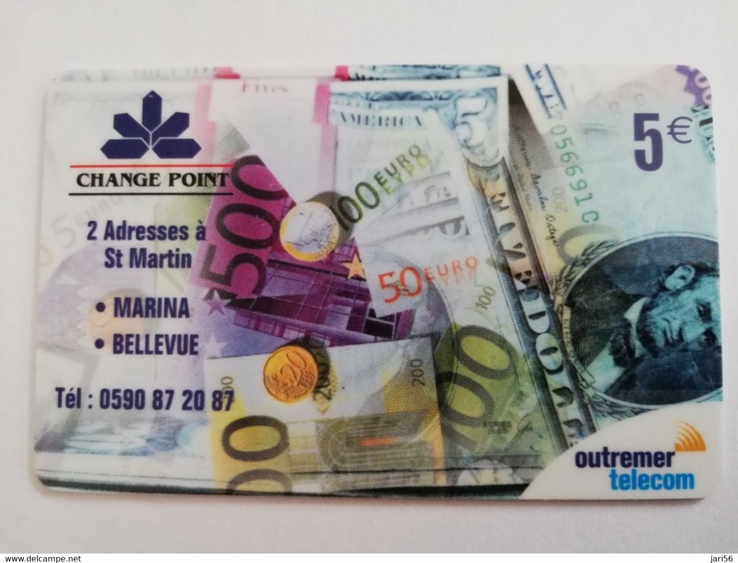 Phonecard St Martin French COINS/BANKNOTE ON CARD CHANGE POINT /OUTREMER TELECOM  €5,-  TIRAGE ONLY 700X **6671** - Antilles (Françaises)