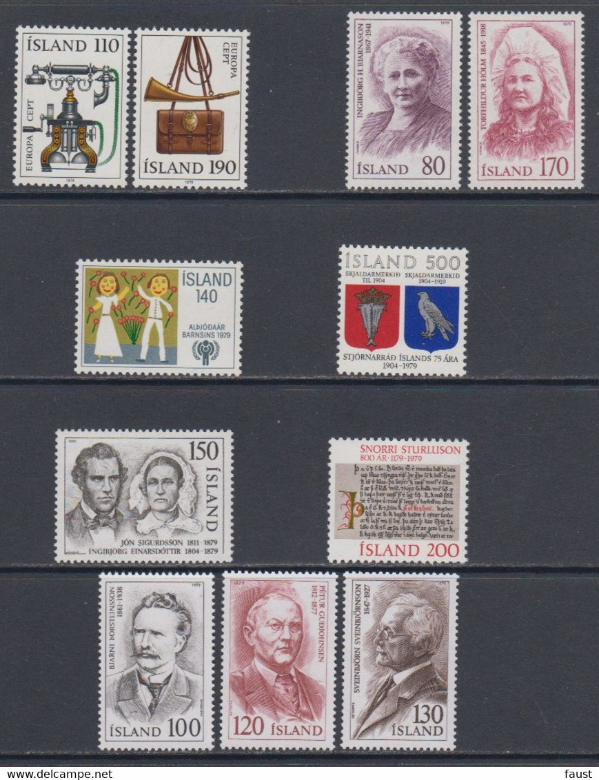 1979 ** Islande (sans Charn., MNH, Postfrish) Complete Yv 492/02  Mi 539/49  FA 576/86 (11v) - Komplette Jahrgänge