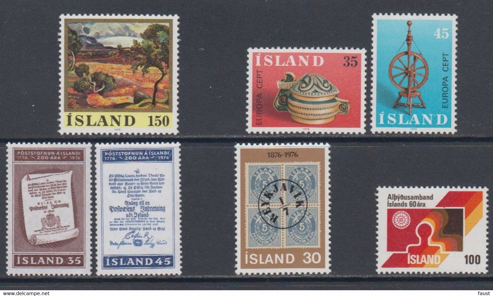 1976 ** Islande (sans Charn., MNH, Postfrish) Complete Yv 466/72  Mi 513/19  FA 550/56 (7v) - Komplette Jahrgänge