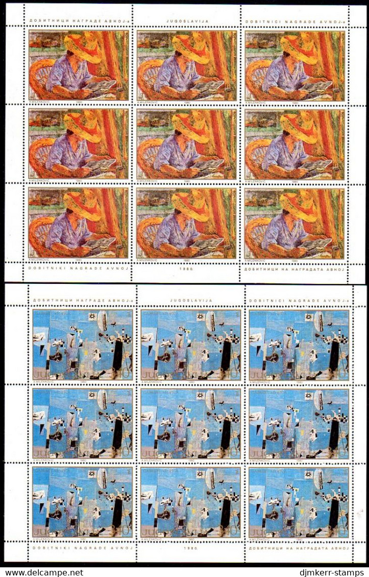 YUGOSLAVIA 1980 Paintings Sheetlets MNH / **.  Michel 1867-71 - Blokken & Velletjes