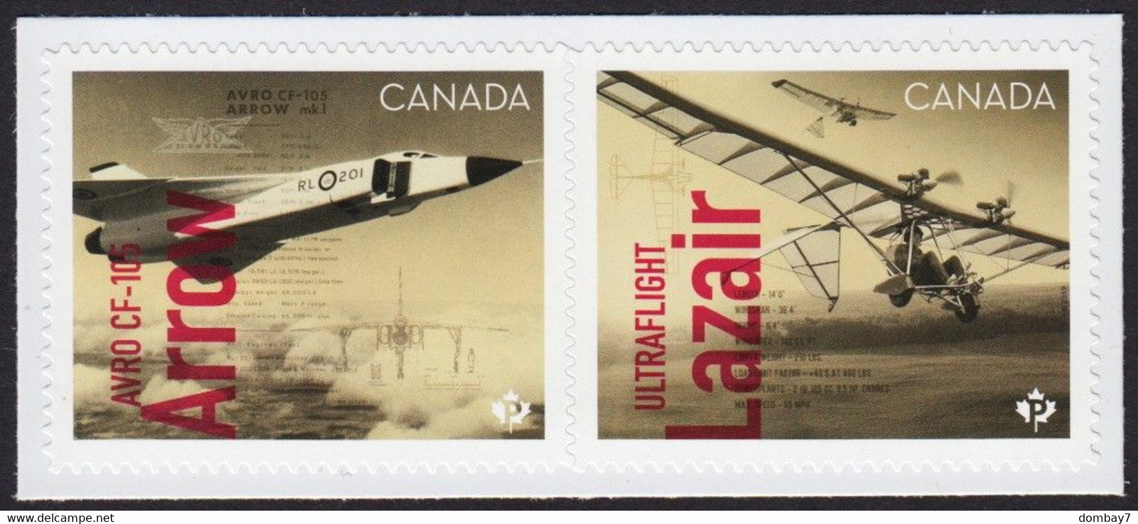 Qc. MILITARY JET AVRO Canada CF-105 ARROW = ULTRAFLIGHT = Pair From BK= Canadians In Flight = MNH Canada 2019 Sc #3175-6 - Unused Stamps