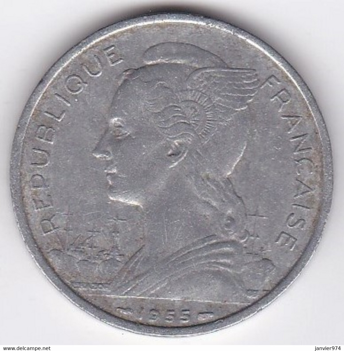 ILE DE LA REUNION. 5 FRANCS 1955 . ALUMINIUM - Riunione