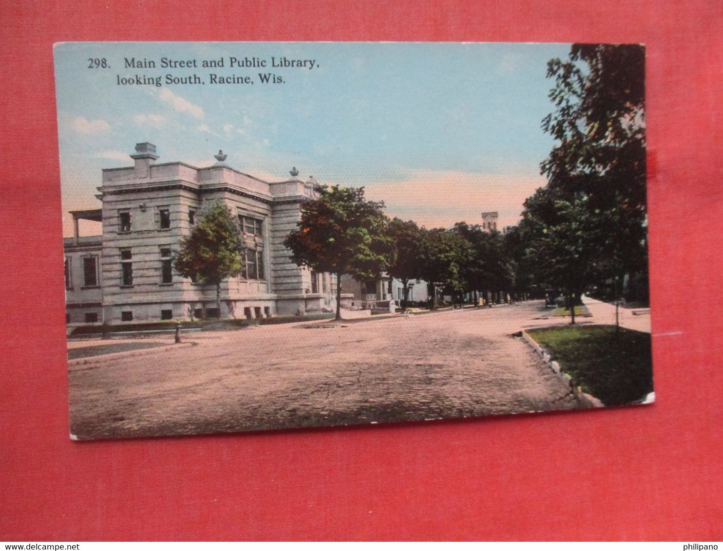 Main Street & Library.   Wisconsin > Racine    Ref 5355 - Racine