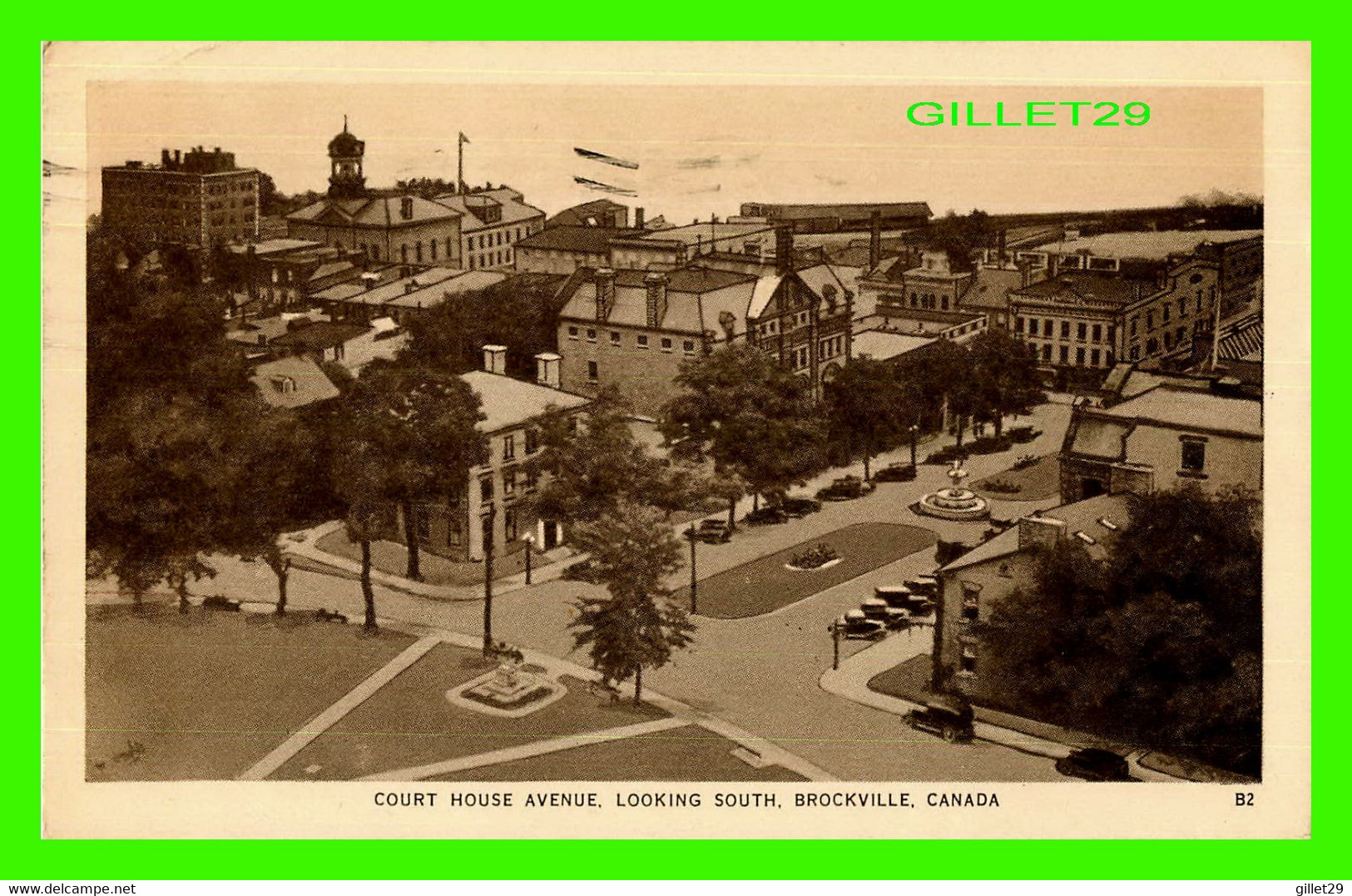 BROCKVILLE, ONTARIO - COURT HOUSE AVENUE, LOOKING SOUTH - TRAVEL IN 1945 - VALENTINE-BLACK CO LTD - - Brockville