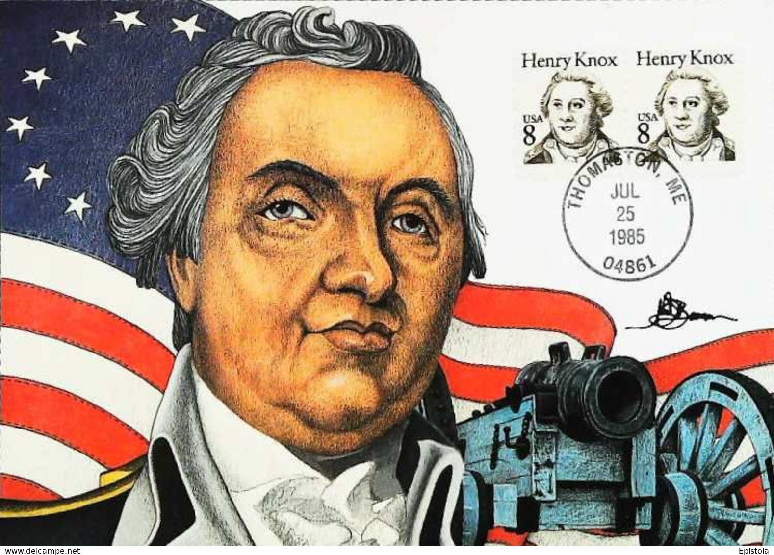 ► USA  Thomastone ,Maine  General HENRY KNOX  (Revolutionary War) - 1985 Maximum Card - FDC  First Day - Cartas Máxima