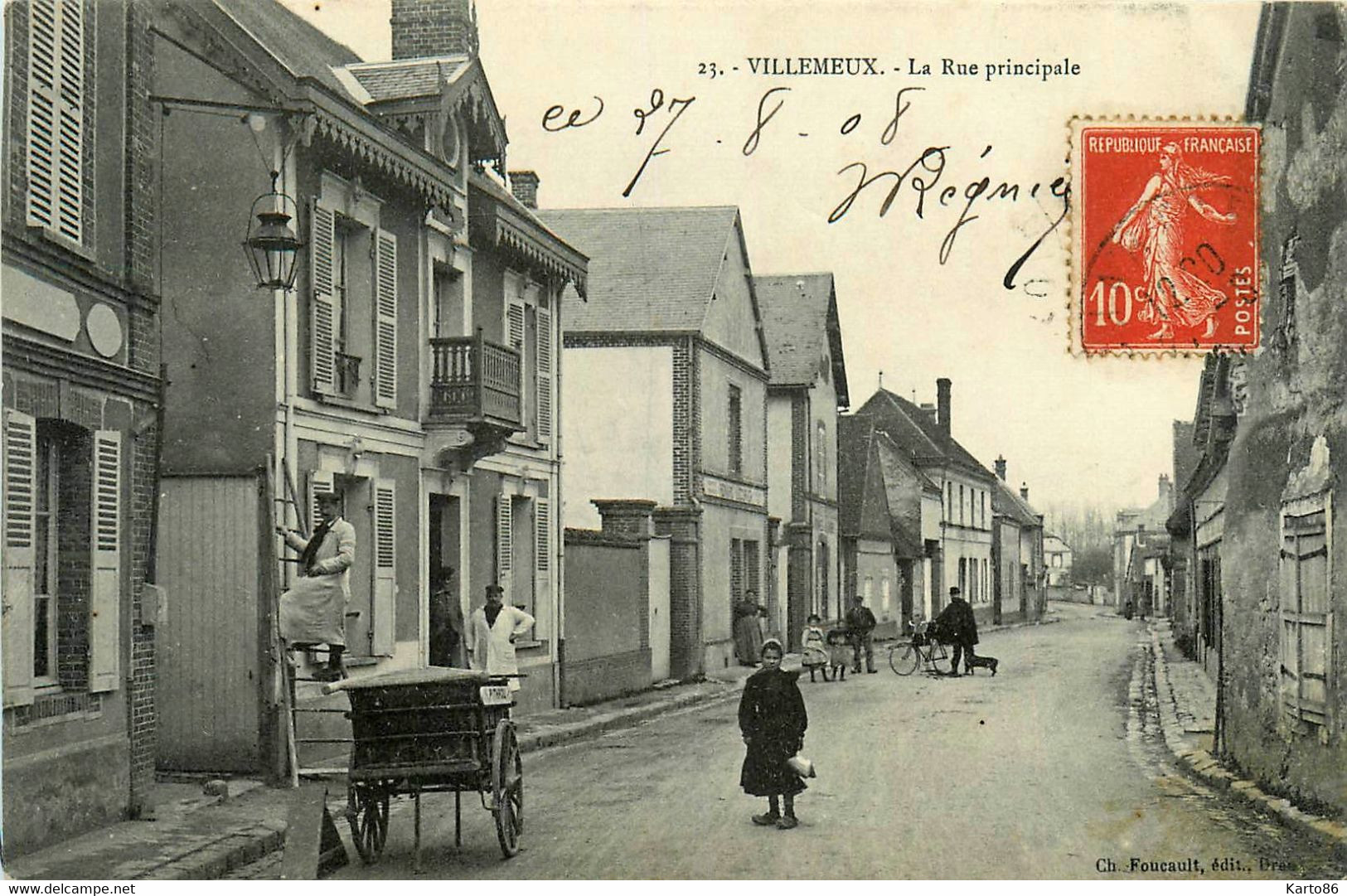 Villemeux * La Rue Principale * Attelage Marchand Ambulant * Villageois - Villemeux-sur-Eure