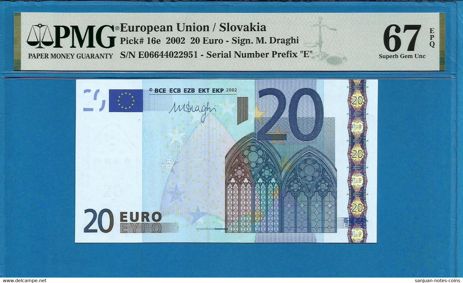 20 Euro - 20 EURO SLOVAKIA DRAGHI E-R028 PMG 67 (D216)