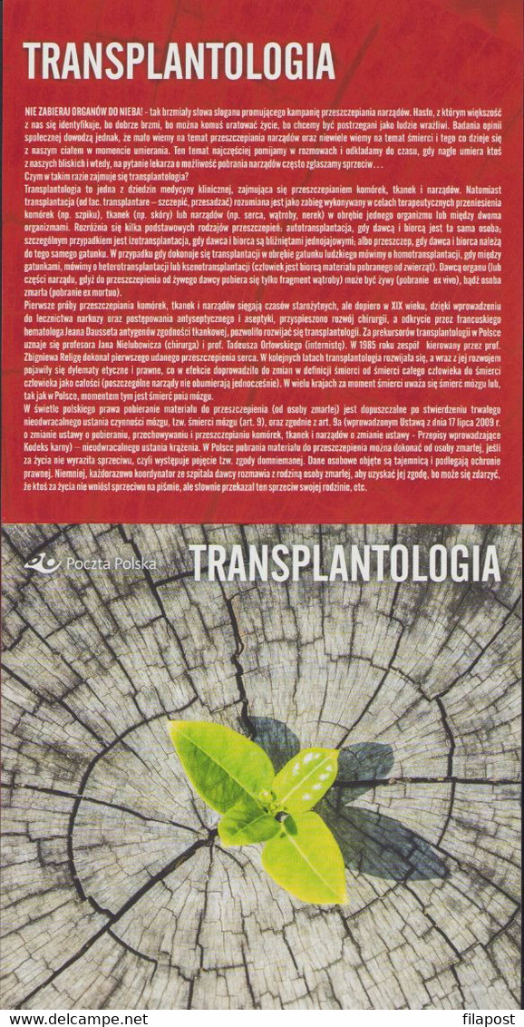2015 Poland Souvenir Booklet / Mi 4756 Transplantology, Heart, Surgery, Medicine, Health / With FDC And Stamp MNH** - Postzegelboekjes