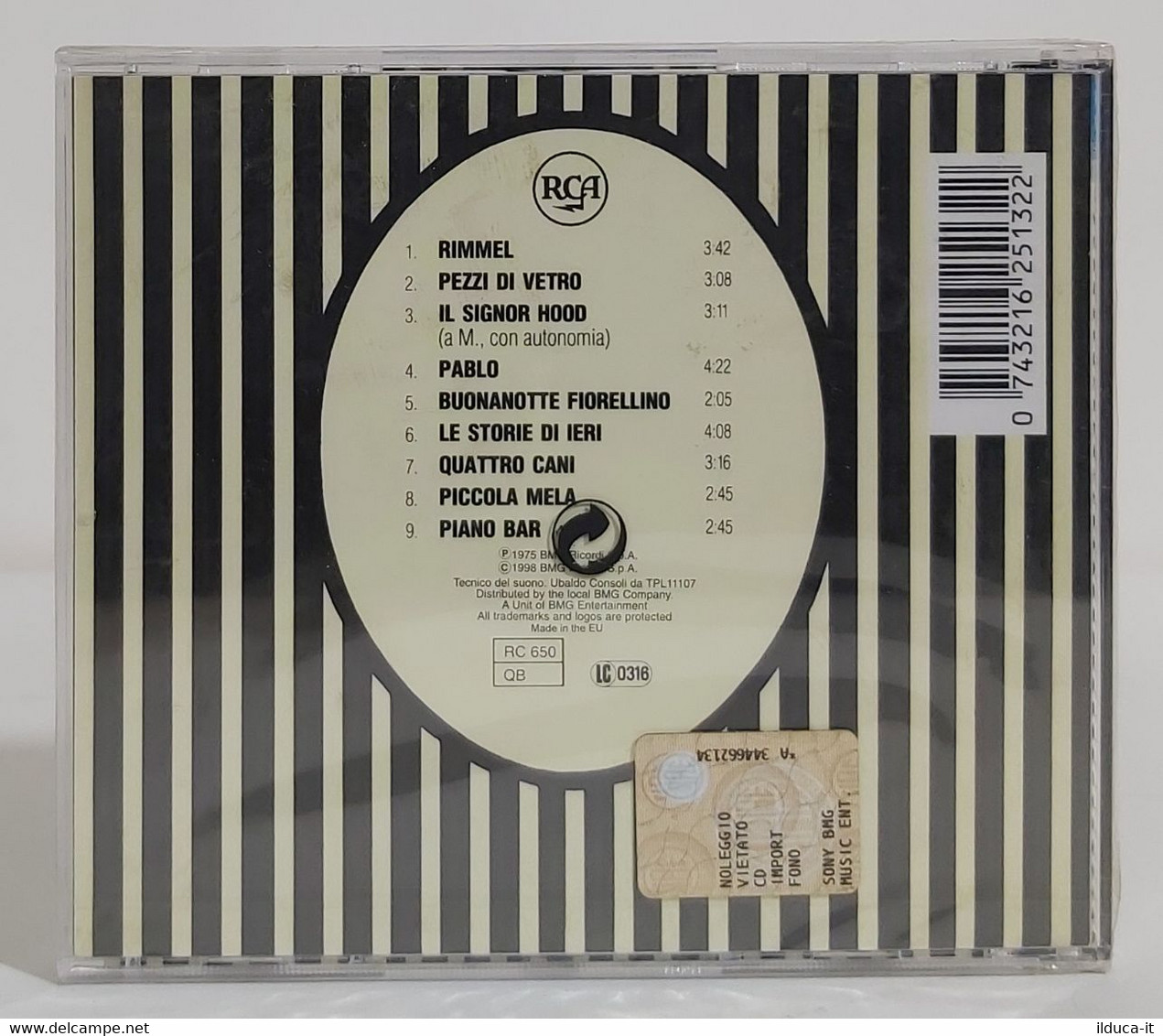 I102278 CD - Francesco De Gregori - Rimmel - BMG 1998 SIGILLATO - Other - Italian Music