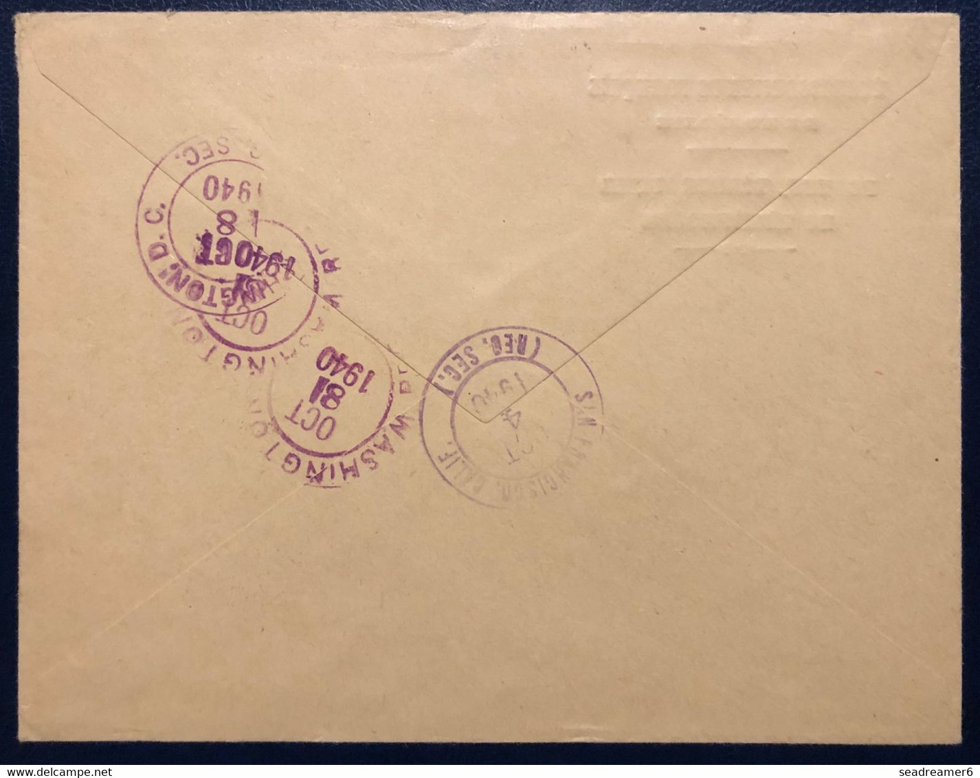 Océanie Lettre Recommandée Des Services Des Postes TAHITI 1940 Dateur De Papeete Pour Washington + Censure TTB - Storia Postale