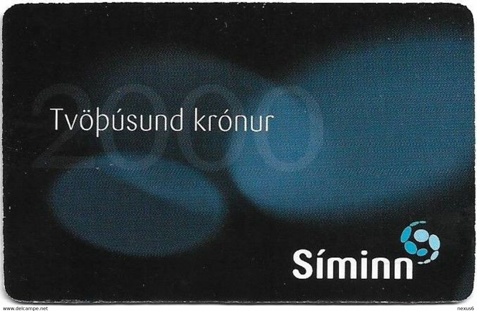Iceland - Siminn - Tvö þúsund Krónur, Black, GSM Refill 2.000Kr, Used - Islande