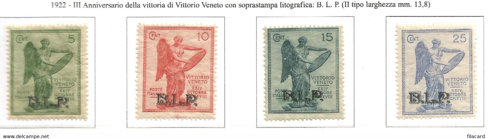 Italia Italy Italien Italie 1922 BLP  Anniversario Vittoria   B.L.P.  Serie MNH** Non Emessi - Stamps For Advertising Covers (BLP)