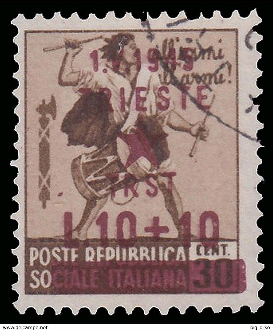 Occupazione Jugoslava: TRIESTE - Monumenti Distrutti Lire 10 + Lire 10 Su 30 C. Bruno (506) (R) - 1945 - Ocu. Yugoslava: Trieste