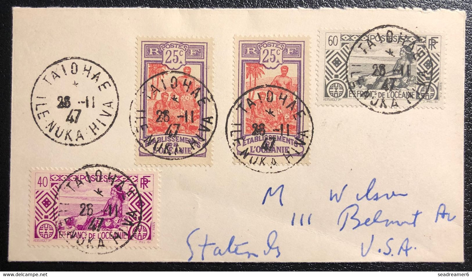 Océanie Lettre 1947 TAHITI De TAIOHAE (Marquises !) N°51 X2, 96 &101 Pour STATEN Island USA TTB - Brieven En Documenten