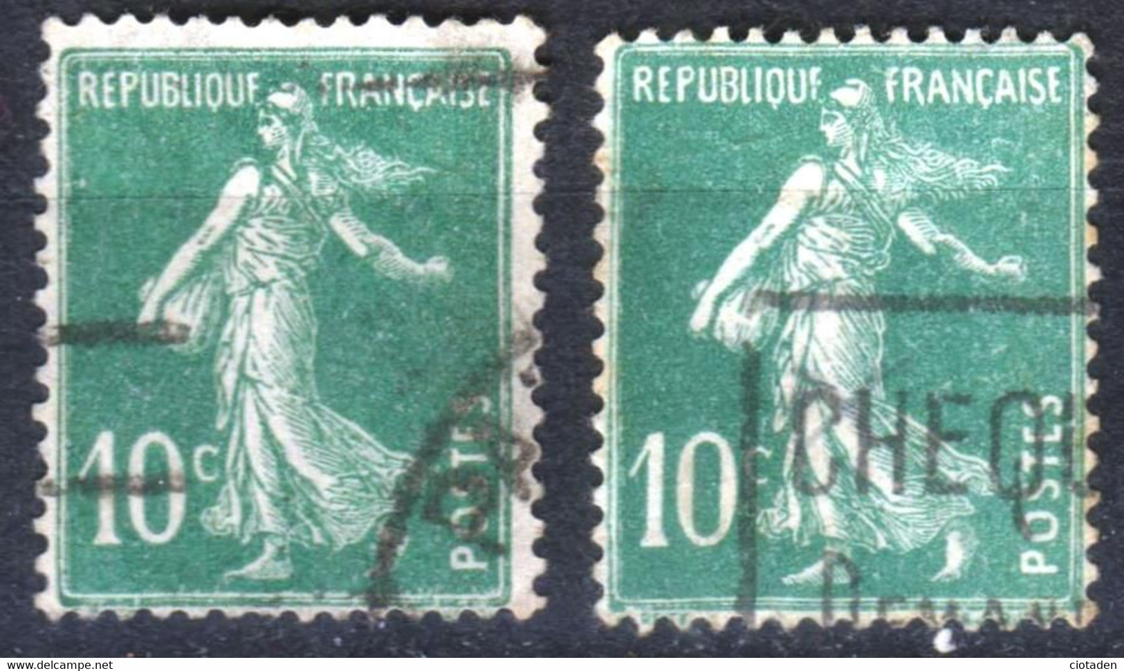 Semeuse - 1921 - 10c Vert- YT 159   - Variété - Oblitérés