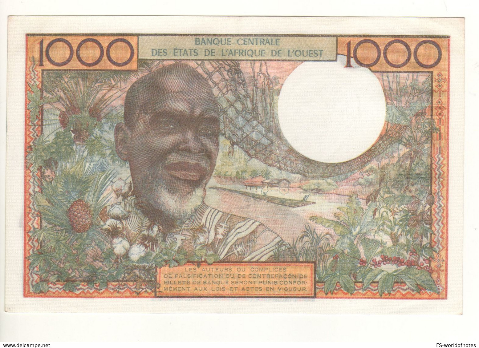 IVORY COAST  1'000 Francs   P103An    WEST AFRICAN STATES  Attractive   (ND  1965) Almost Uncirculated - Côte D'Ivoire