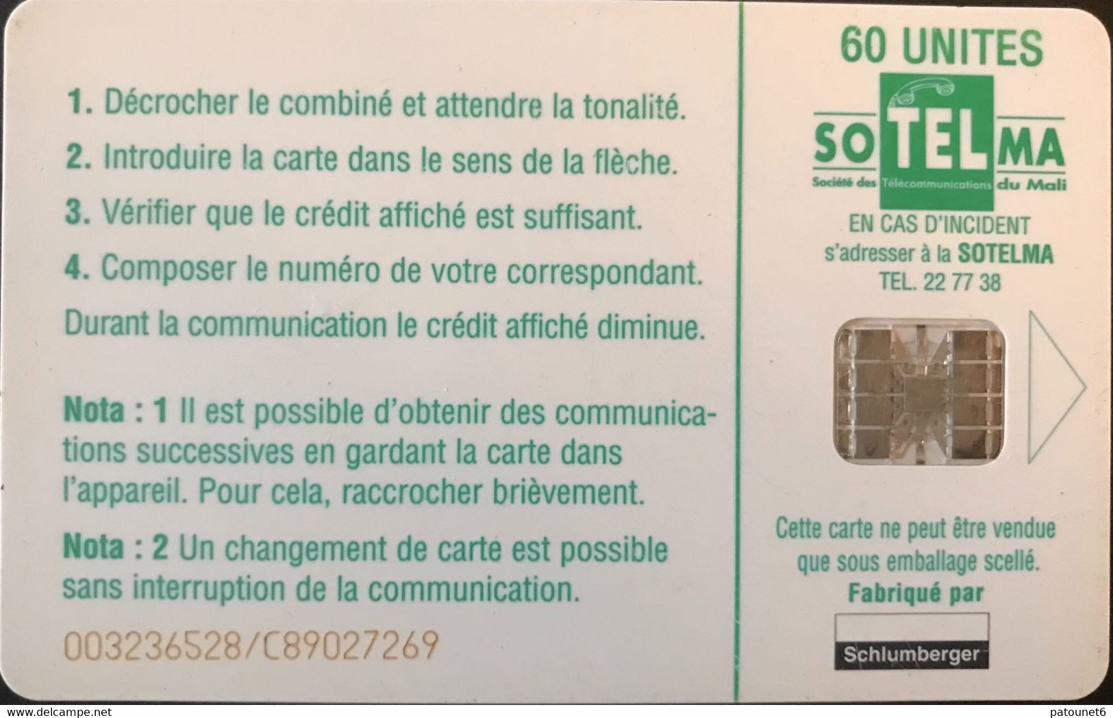 MALI  -  Phonecard  -  SOTELMA  -  SC 7  -  FEMMES PEULES  -  60 Unités - Mali