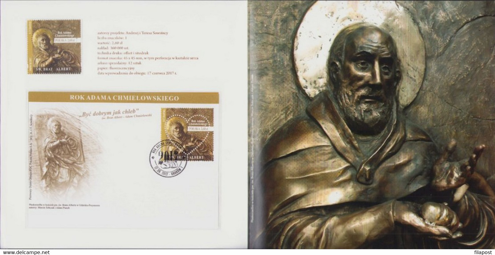 Poland 2017 Souvenir Booklet / The Year Of Adam Chmielowski, Saint Brother Albert, Heart, Bread / FDC And Stamp MNH** - Markenheftchen