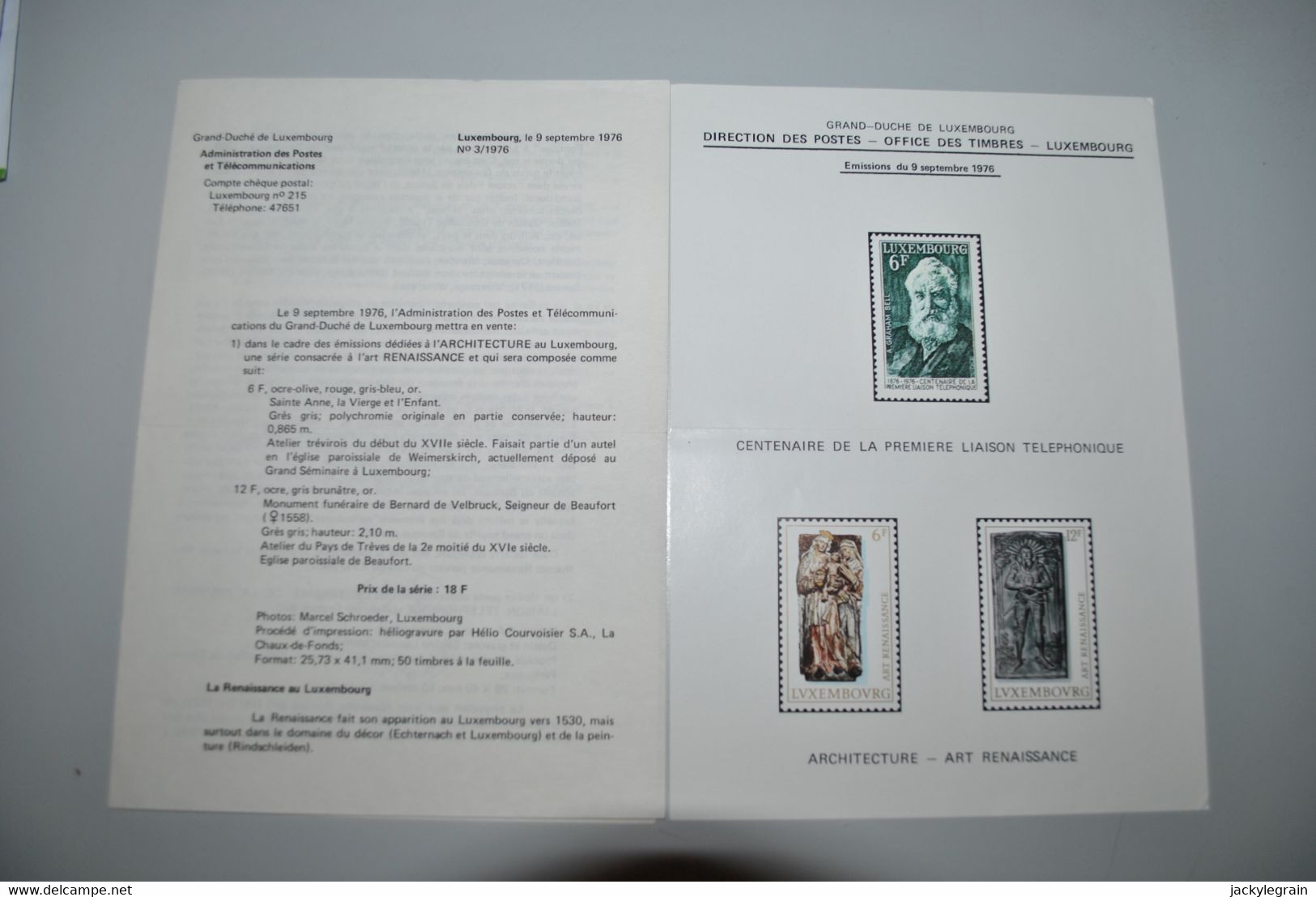 Luxembourg 1975/76 Feuillets Postes Reproductions Pliure Frais De Port Belgique 2 € Europe 5 € - Autres & Non Classés