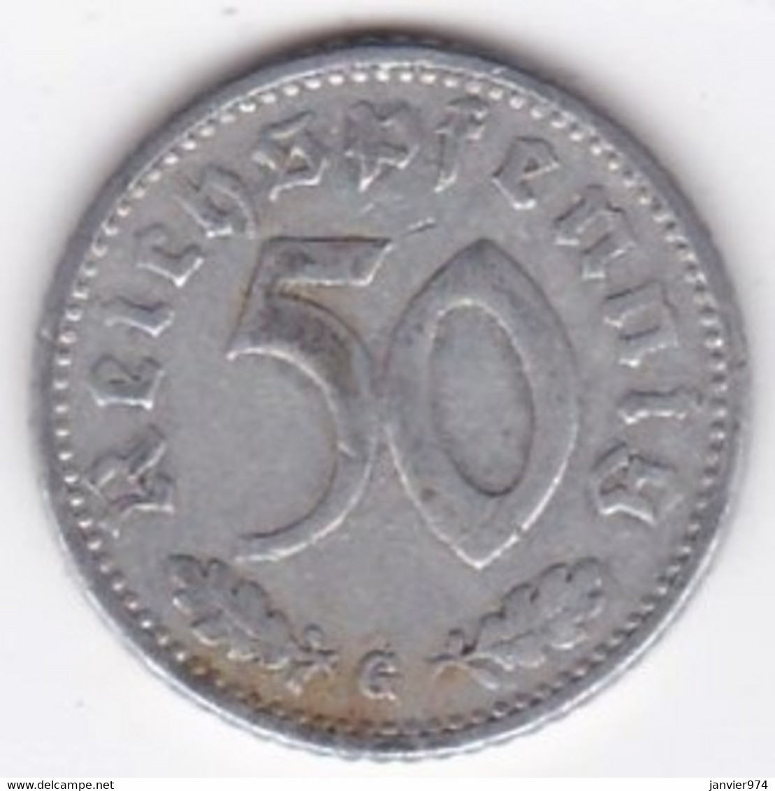 50 Reichspfennig 1940 G KARLSRUHE, En Aluminium, KM# 96 - 50 Reichspfennig