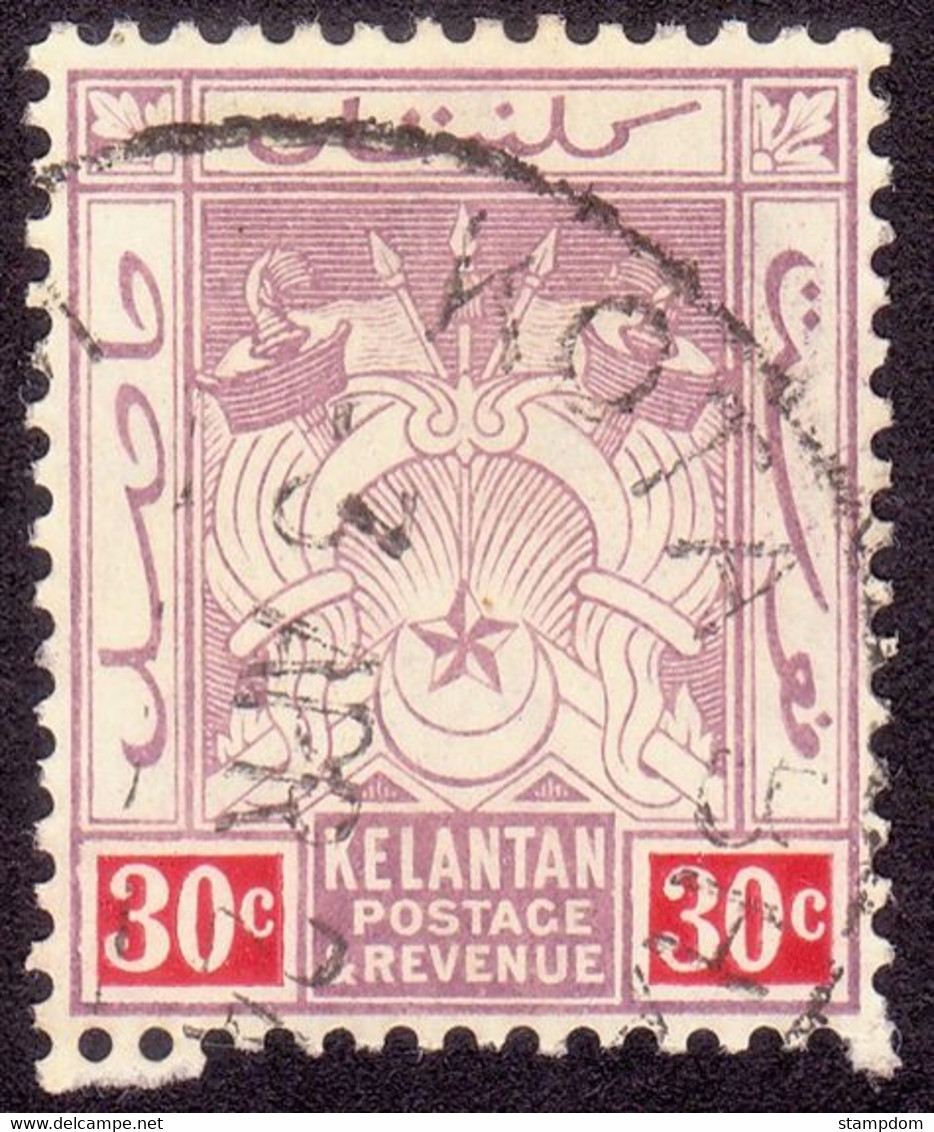 KELANTAN 30c Wmk.Crown MCA Sc#7 - USED @P530 - Kelantan