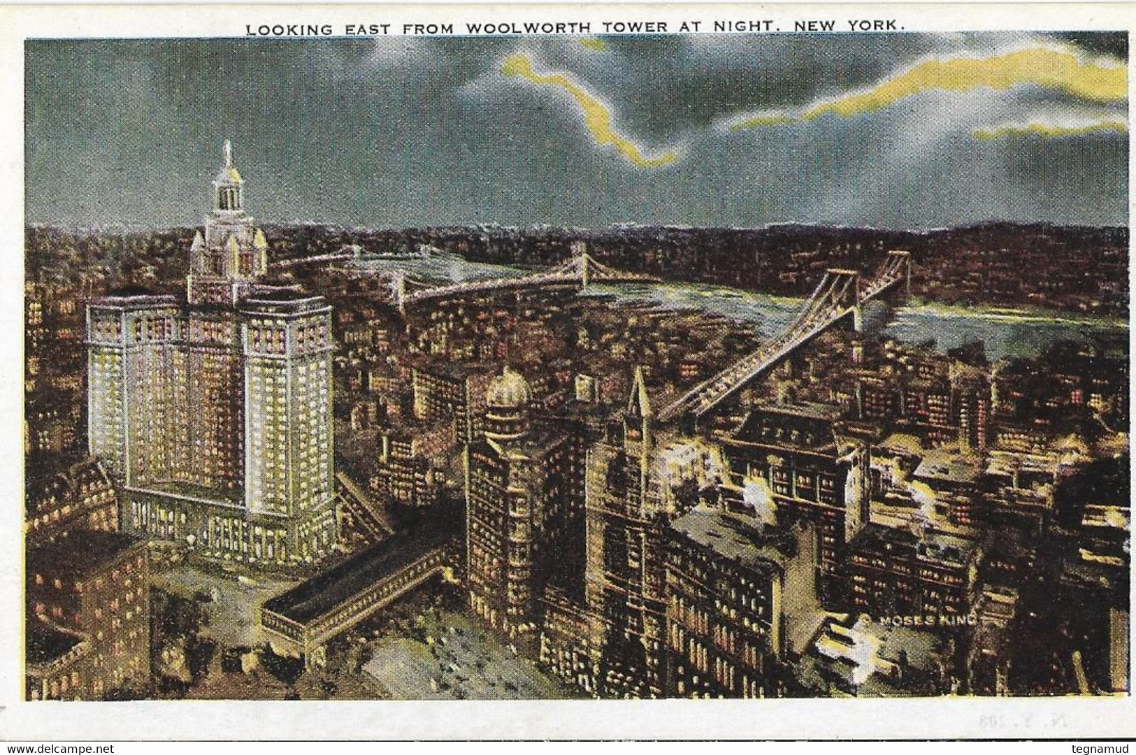 NEW YORK - Looking East From Woolworth Tower At Night - Panoramic Views