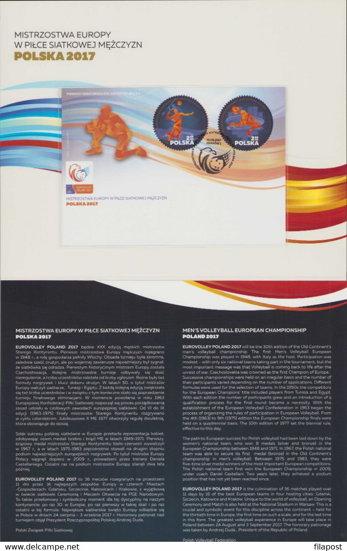 Poland 2017 Booklet / Men's European Volleyball Championship / 2 X FDC And Full Sheet MNH** - Postzegelboekjes