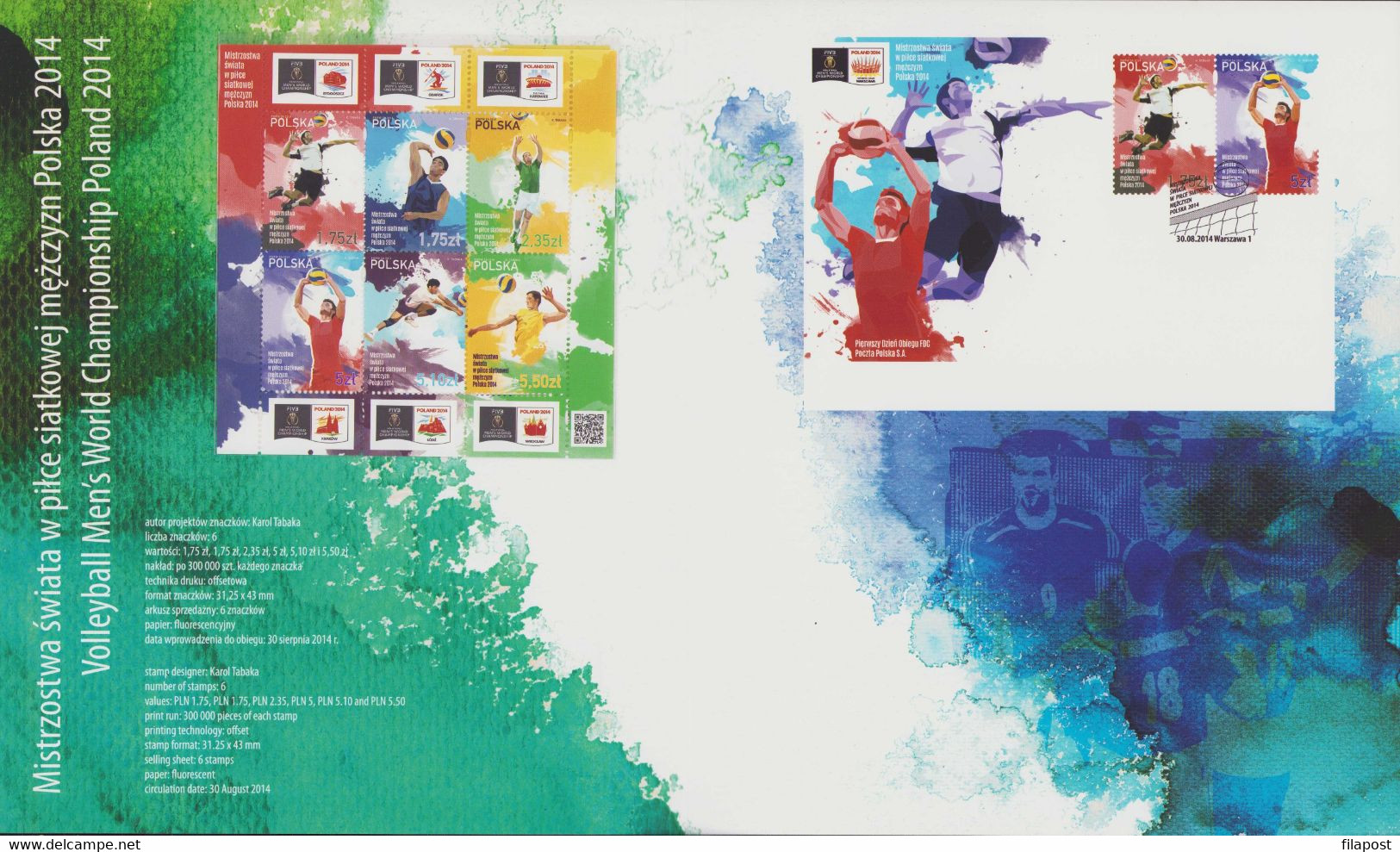 POLAND 2014 Booklet / Volleyball Men's Championships, Sport, Players / With Full Sheet **MNH - Postzegelboekjes