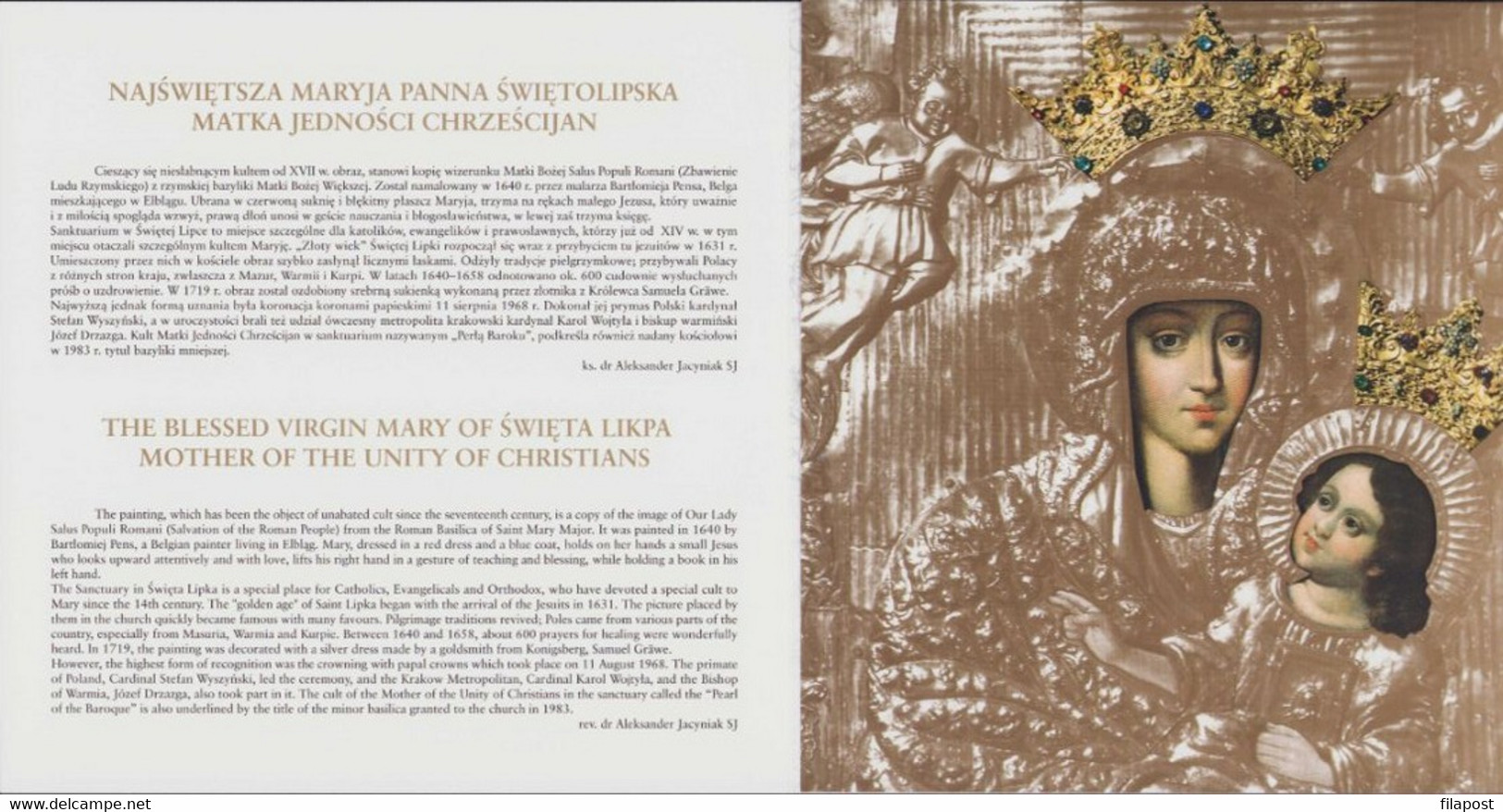 Poland 2018 Booklet / The Coronation Of The Image Of Our Lady Of Swieta Lipka Mother Of God / FDC + Stamp MNH** - Postzegelboekjes