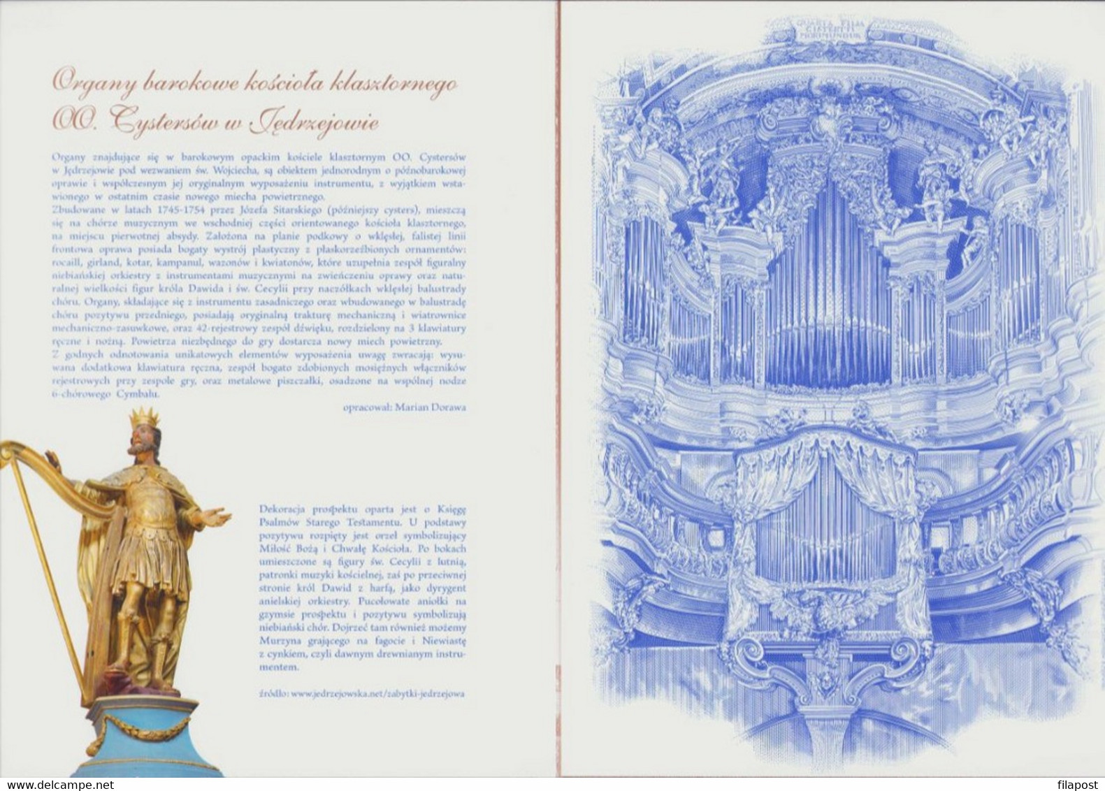 Poland 2015 Booklet / Historic Baroque Pipe Organ In Monastic Cistercian Church / Block MNH** + Blackprint MNH** - Libretti