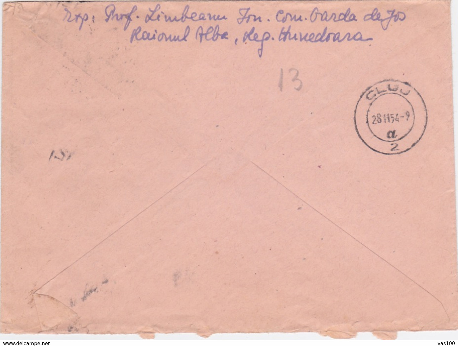 TRACTOR, DEER, STAG, STAMPS ON COVER, 1954, ROMANIA - Lettres & Documents