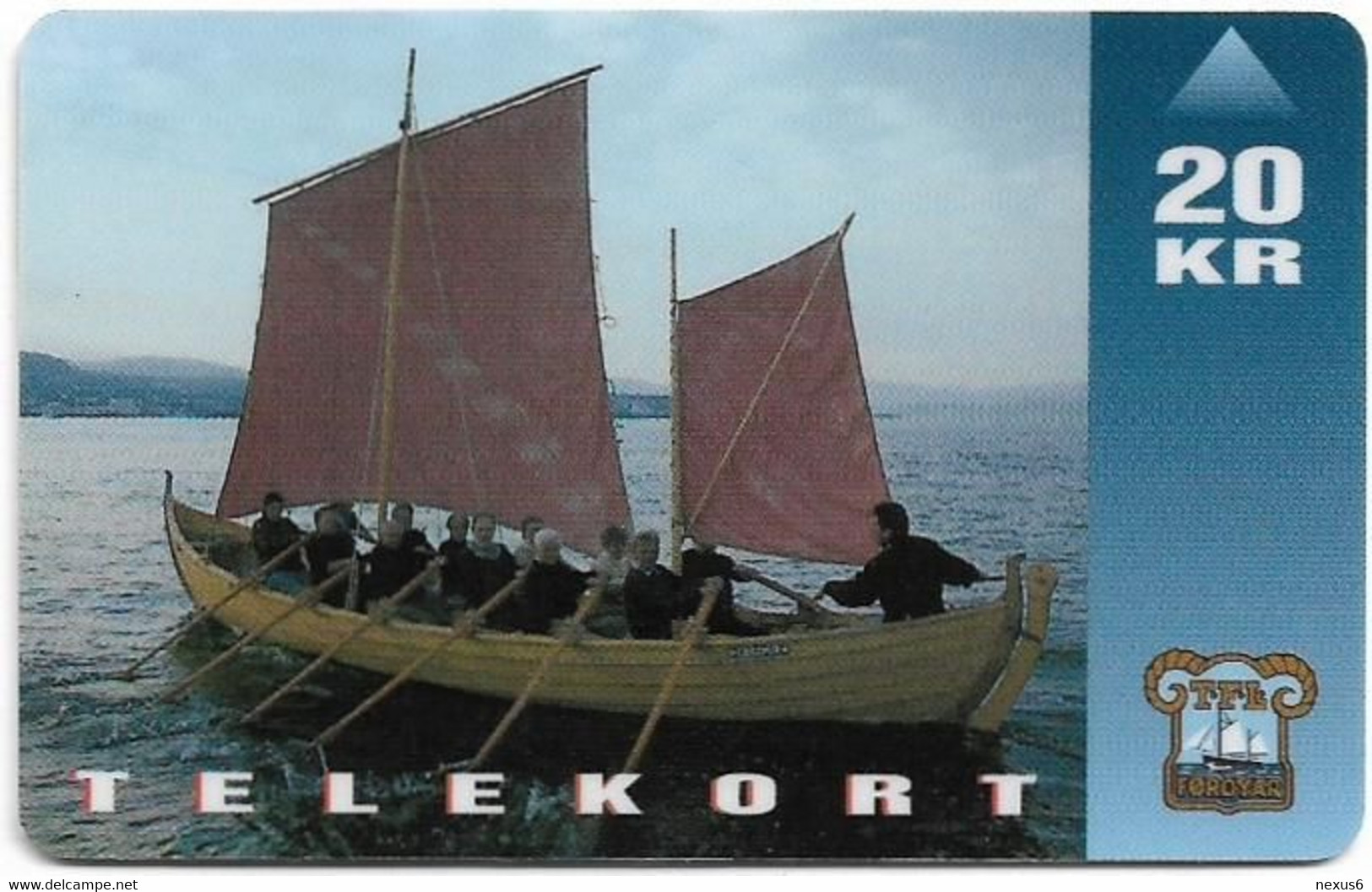 Faroe - Faroese Telecom (Magnetic) - Shiptype Seksæringur - 20Kr. - 80.000ex, Used - Féroé (Iles)