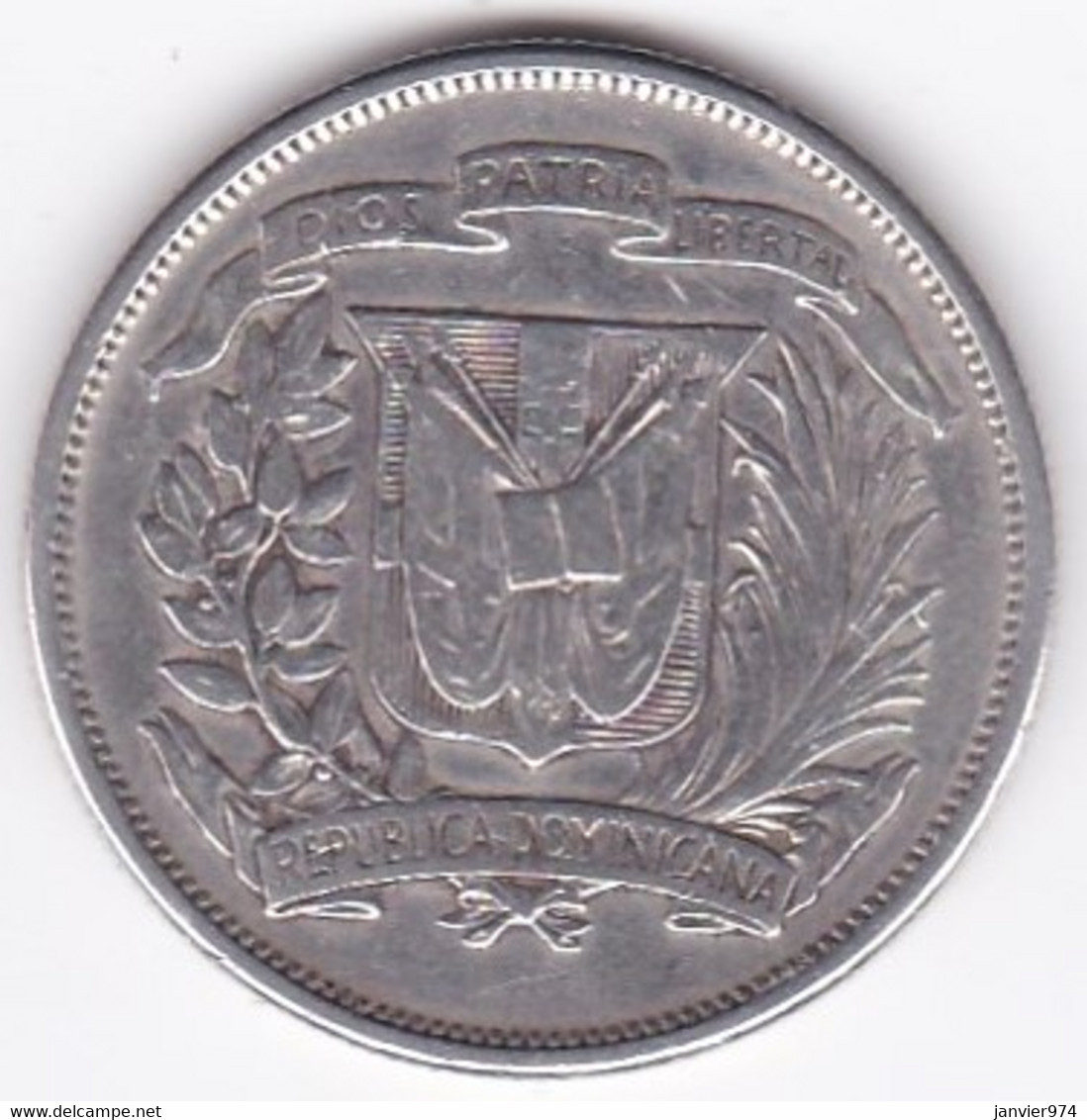 République Dominicaine. Mezzo Peso 1947 (1/2 Peso), KM# 21 , En Argent - Dominicaine