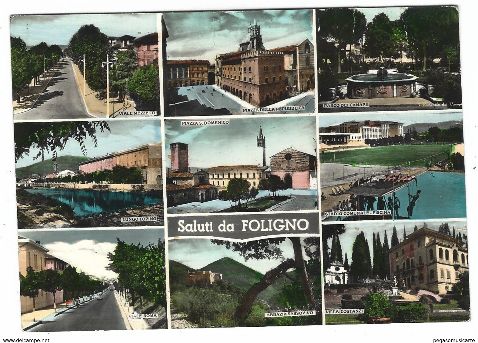 13683 CLC - SALUTI DA FOLIGNO 9 VEDUTE 1959 - Foligno