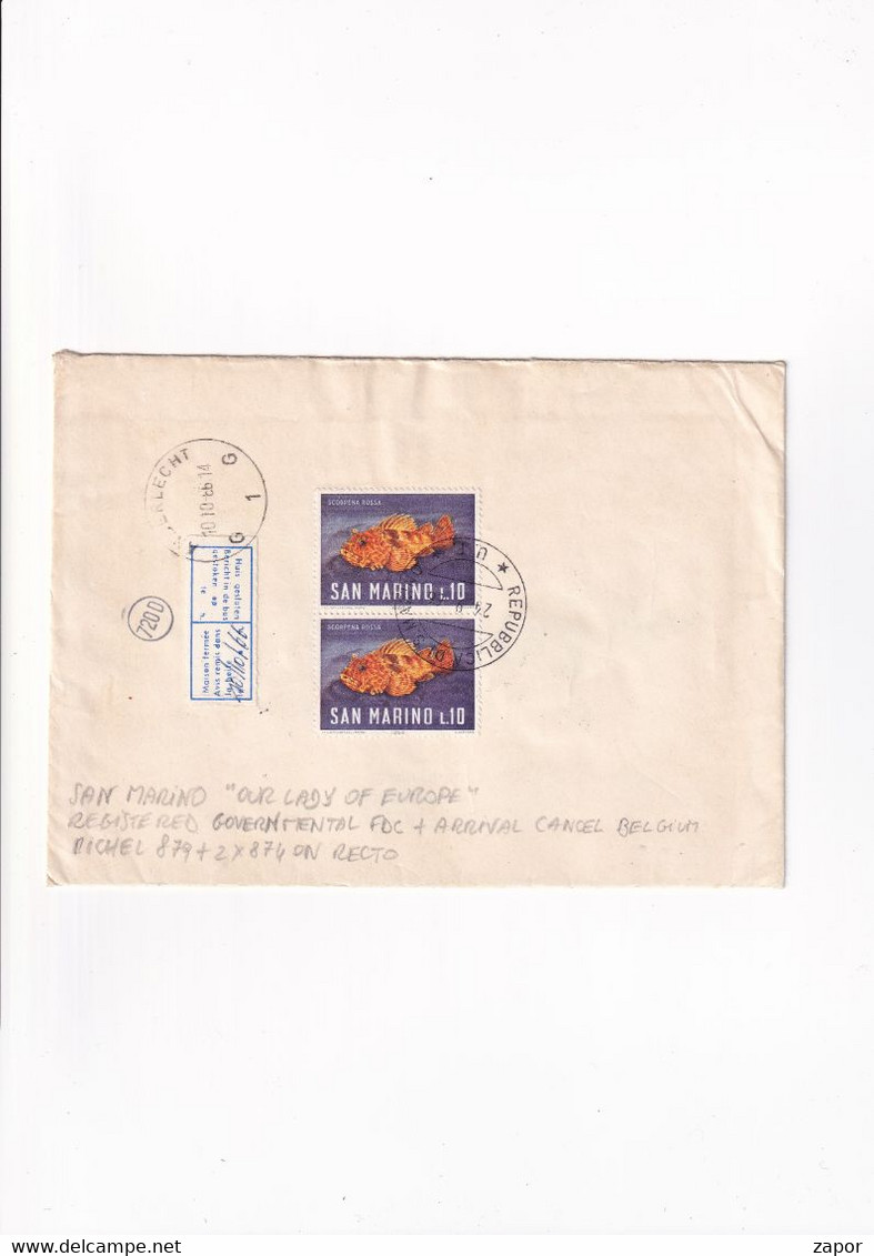 Registered Envelope With Letter - Nostra Signora - San Marino To Anderlecht Bruxelles - 1966 - Brieven En Documenten