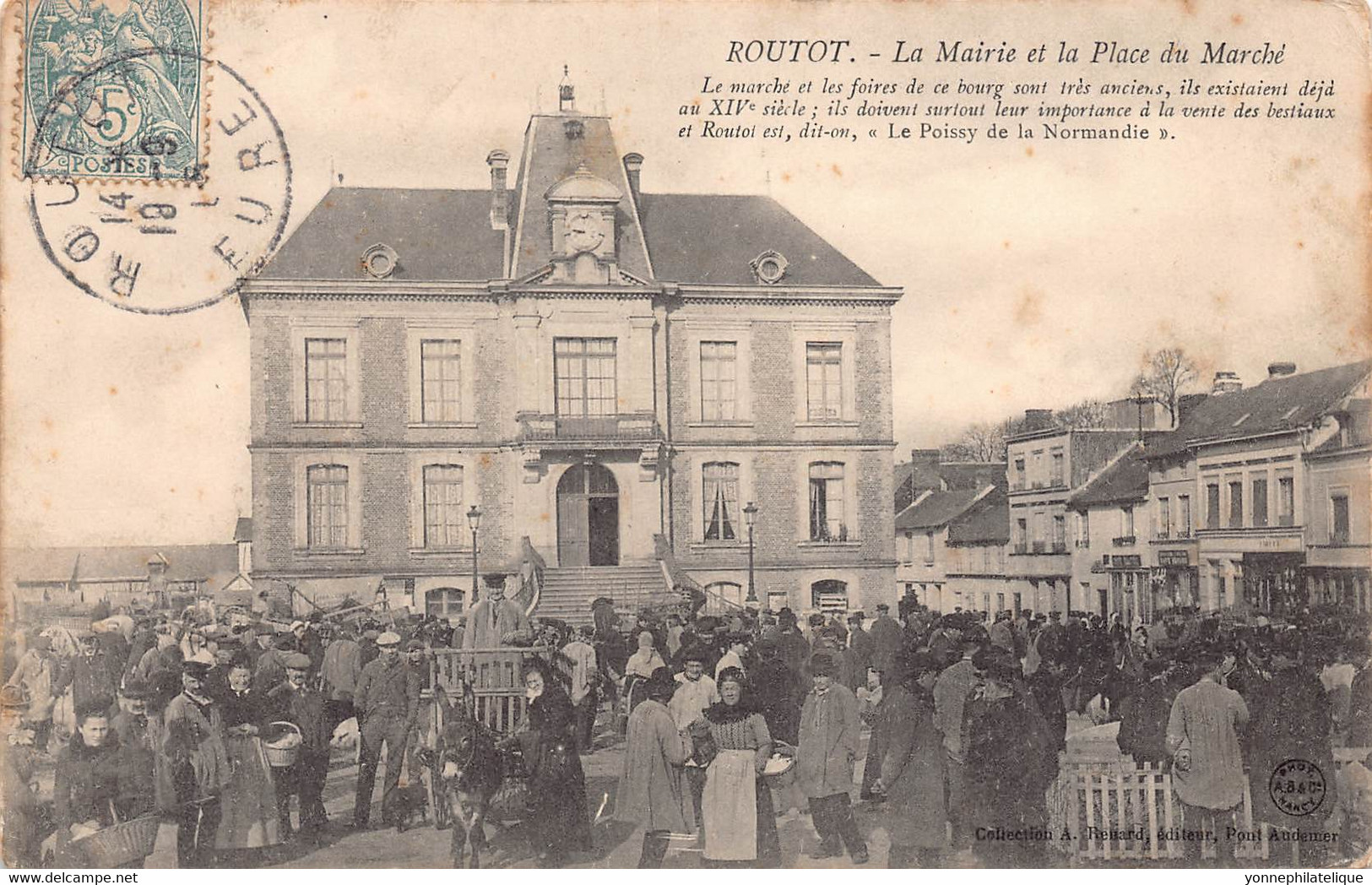 27 -  EURE - ROUTOT - 10528 - La Mairie Et La Place Du Marché - Attelage âne - Routot