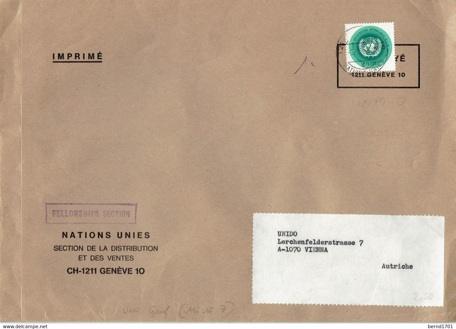 UN Genf - Umschlag Echt Gelaufen / Cover Used (f1839) - Briefe U. Dokumente