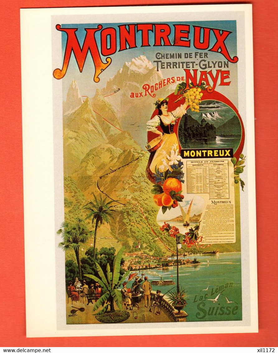 QAA-13 Repro Affiche Montreux Territet Gryon Rochers De Naye 1894 Nr 1012 Grand Format Non Circulé - Gryon