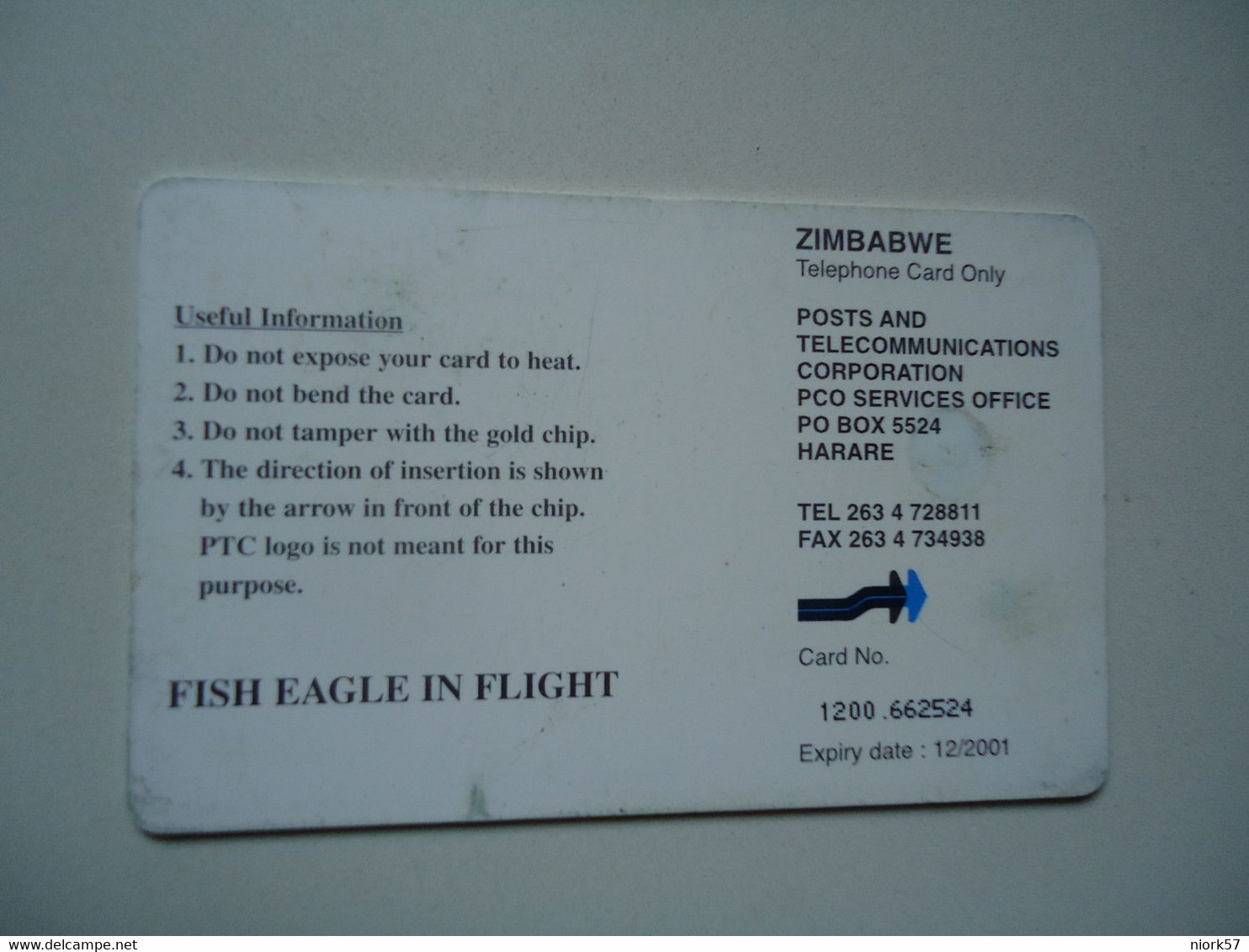 ZIMBABWE  USED CARDS  BIRD BIRDS EAGLES - Aquile & Rapaci Diurni