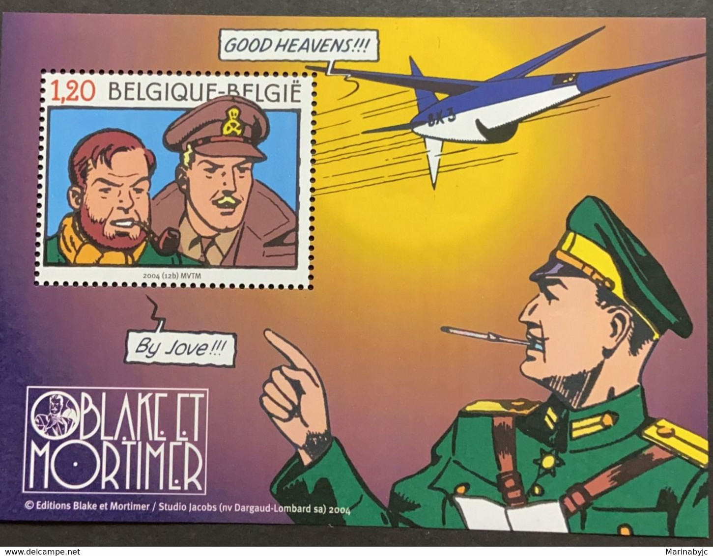 SP) 2004 BELGIUM, COMICS JOINT ISSUE WITH FRANCE, MILITARY, BLAKE ET MORTIMER, SOUVENIER SHEET, MN - Other & Unclassified