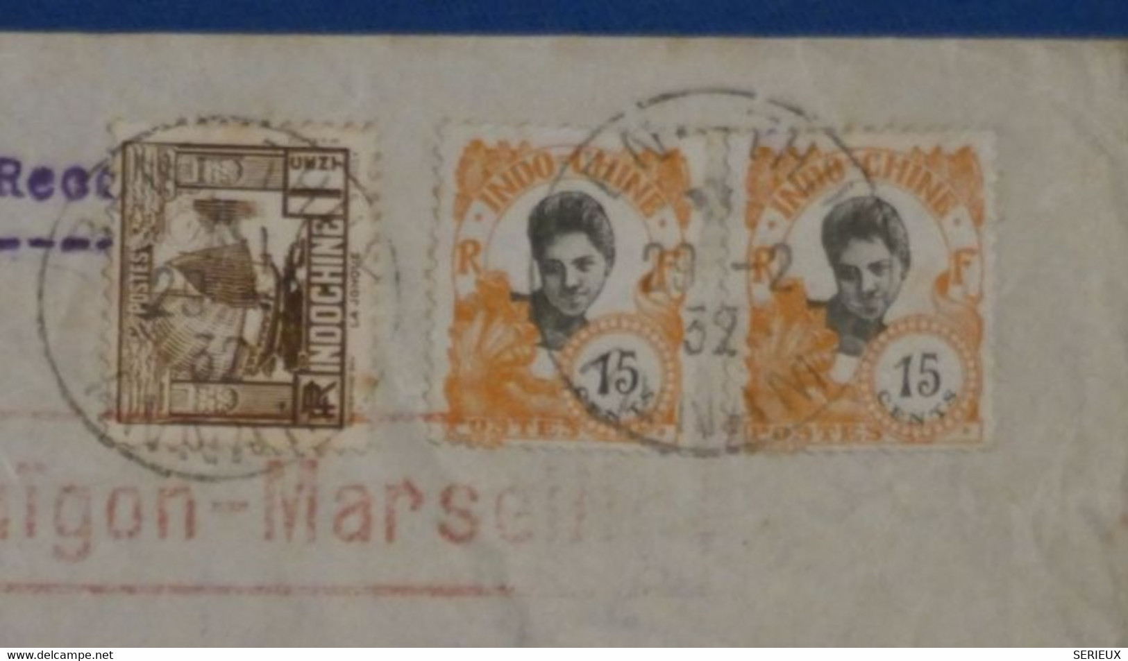 AL2  INDOCHINE  BELLE LETTRE RECOM.  1932 PETIT BUREAU  BEN THUY POUR  DOYET FRANCE ++++ AFFR .INTERESSANT - Storia Postale