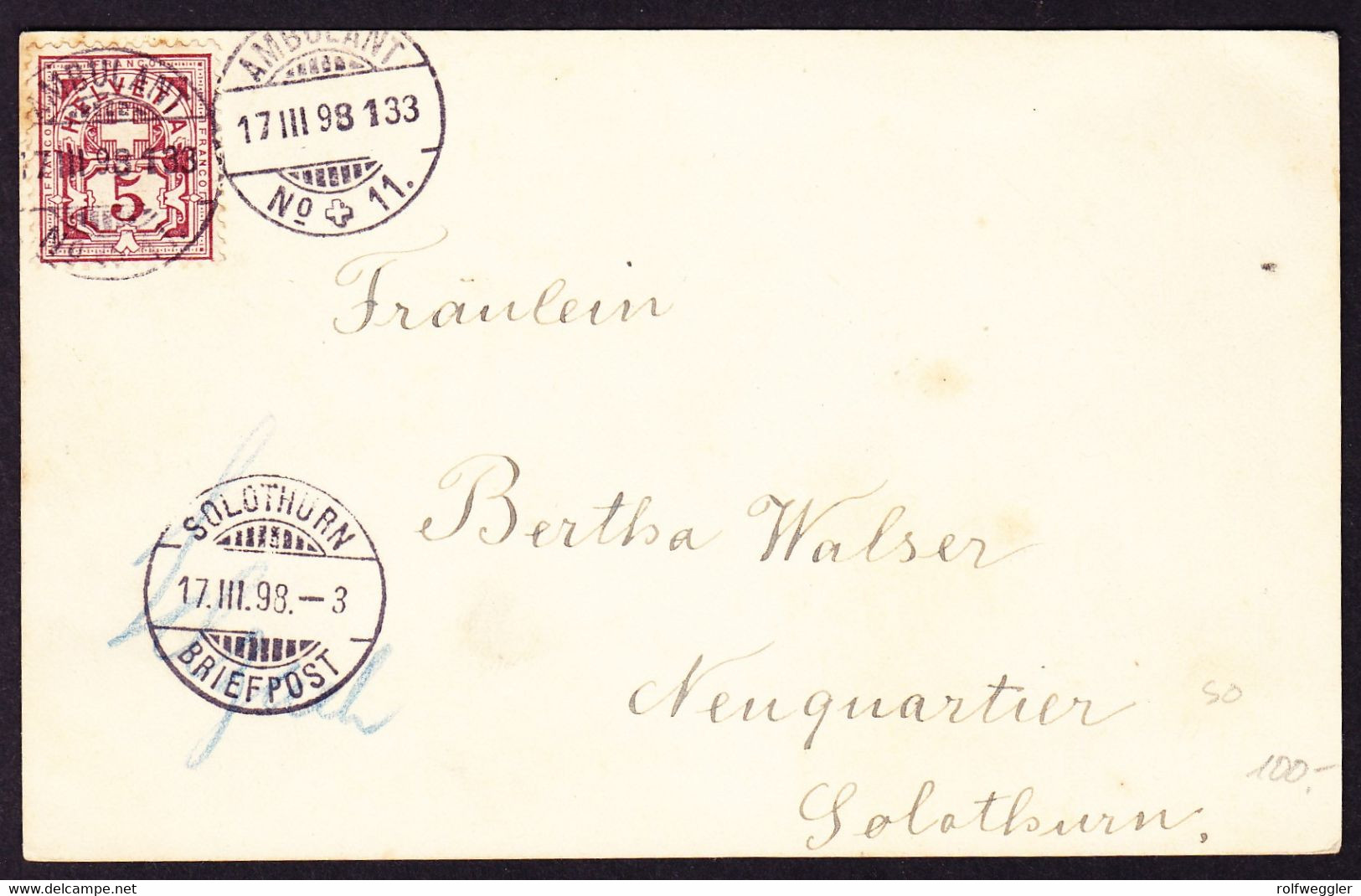 1898 Mit Bahnpost Gelaufene AK, Gruss Aus Selzach. 3 Bildrige Litho. Mit Passionsspiel Haus. Minim Fleckig - Selzach