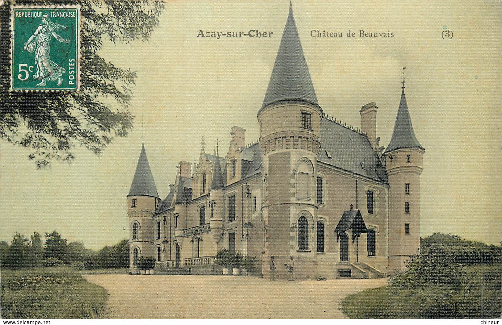 AZAY SUR  CHER CHATEAU DE BEAUVAIS CARTE COLORISEE ET TOILEE - Sonstige & Ohne Zuordnung