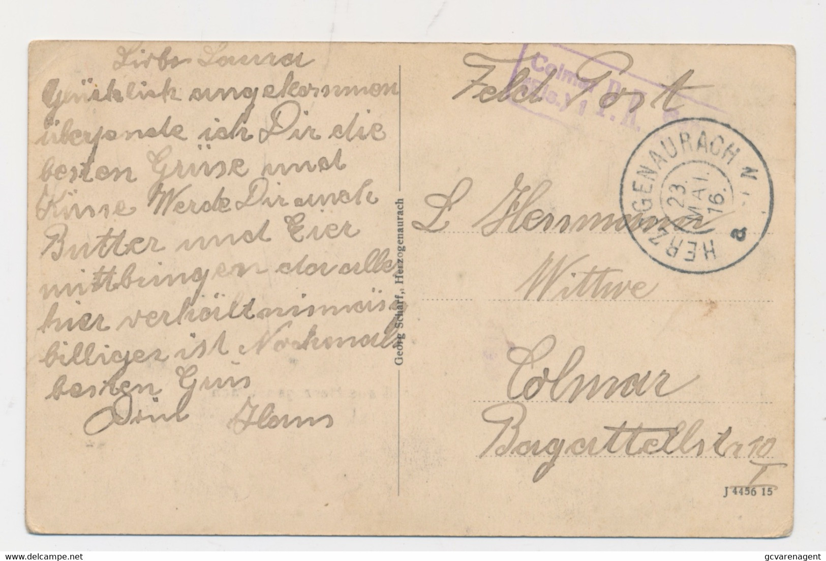 WW I - FELDPOSTKARTE - GRUSS AUS HERZOGENAURACH  1916  2 SCANS - Herzogenaurach
