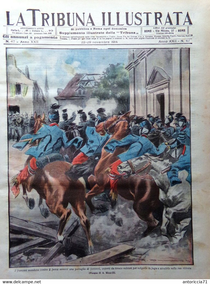 La Tribuna Illustrata 22 Novembre 1914 WW1 Nieuwpoort Tsingtao Reims Indennità - Guerre 1914-18