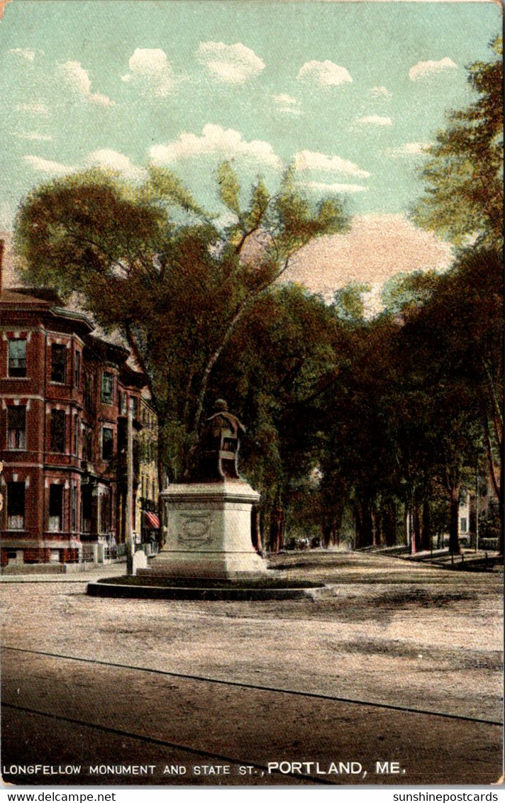 Maine Portland Longfellow Monument And State Street - Portland