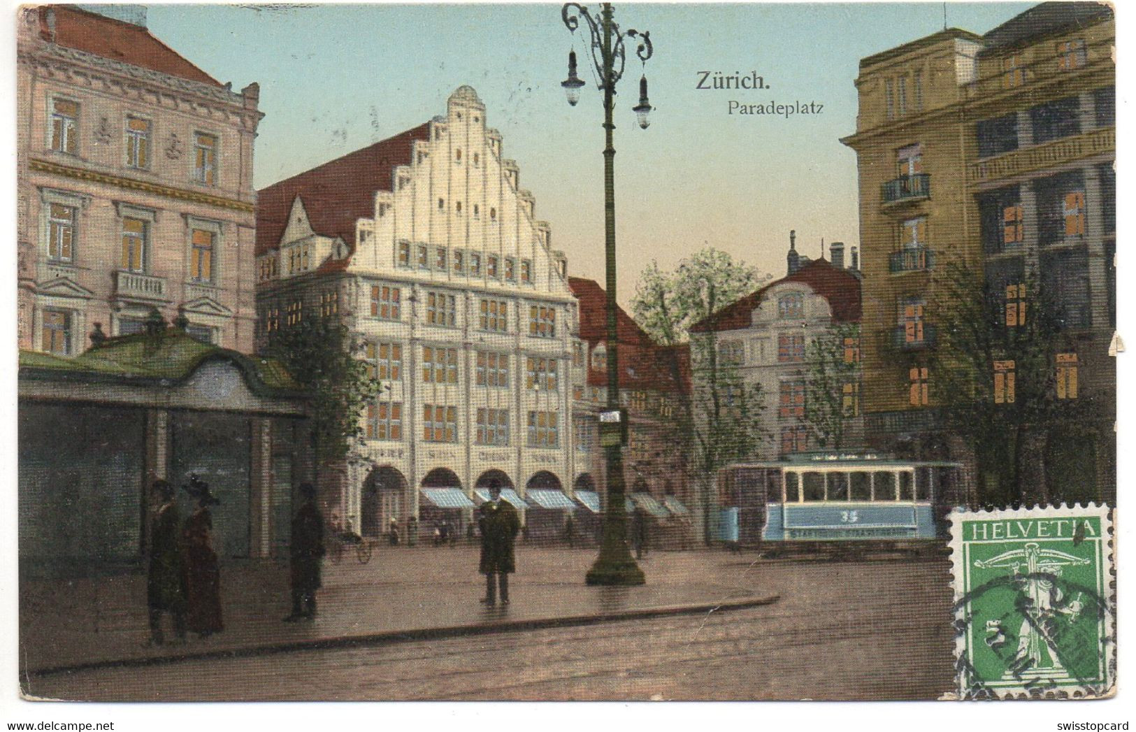 ZÜRICH Paradeplatz Städtische Strassenbahn Tram Gel. 1917 N. Portugal Stempel Edward Stäubli Horgen Switzerland - Horgen