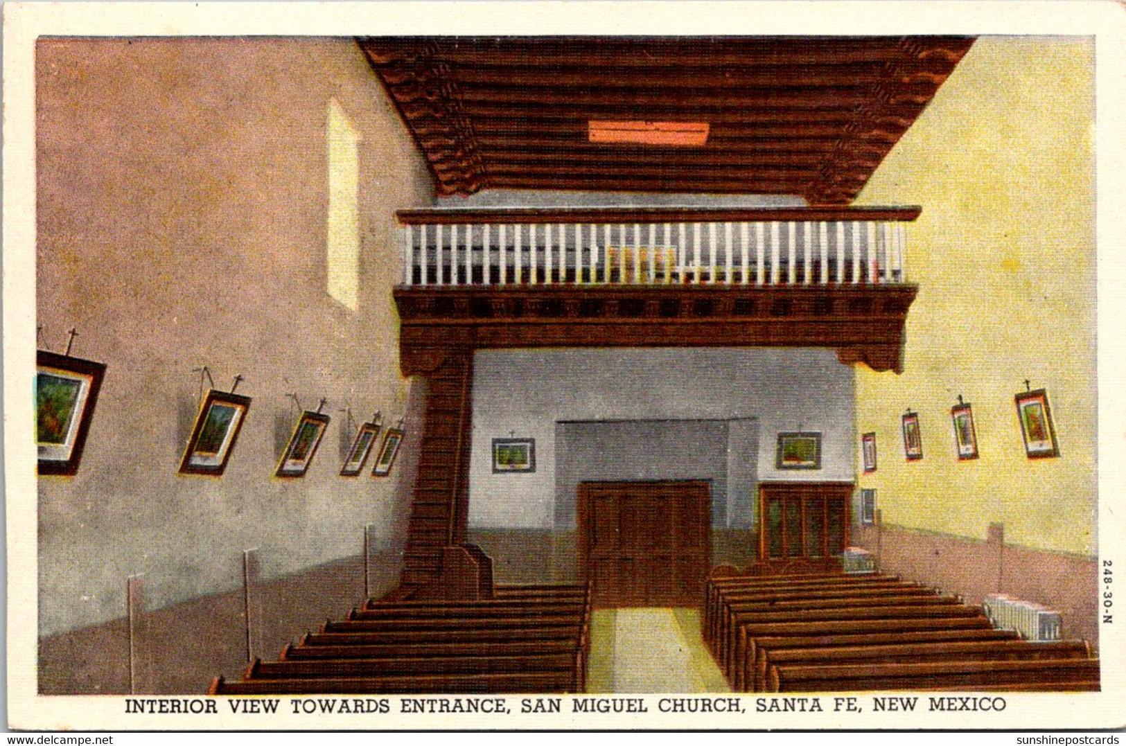 New Mexico Santa Fe San Miguel Church Interior View Towards Entrance - Santa Fe