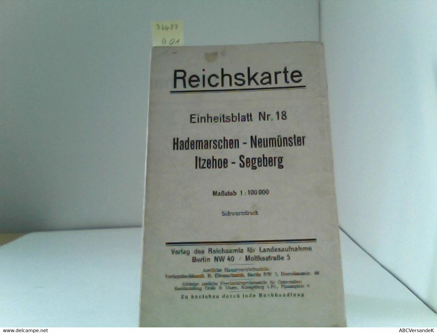 Einheitsblatt Nr.18. Hademarschen- Neumünster- Itzehoe- Segeberg. 1:100000. - Germania